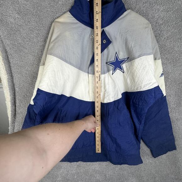 Vintage Dallas Cowboys Jacket Pullover Mens Medium Blue White Autograph - Picture 13 of 16